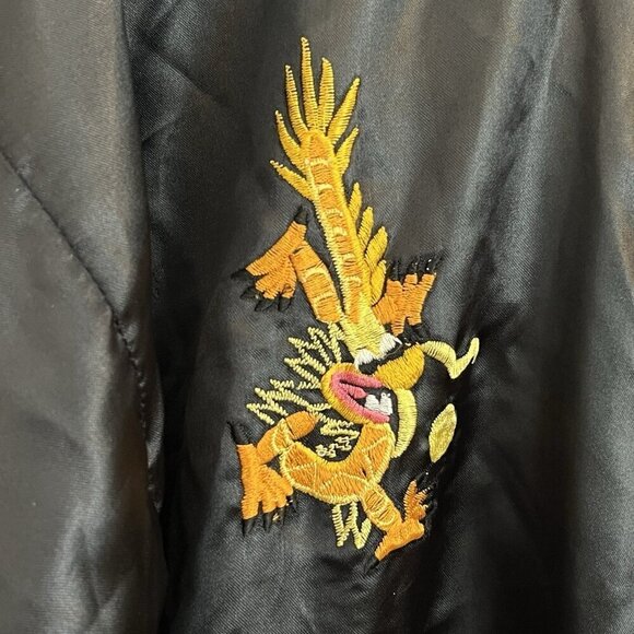 Dachunghwa Unisex Black Embroidered Dragon Satin Robe Kimono Vtg 90s Y2K NO BELT - Picture 12 of 14
